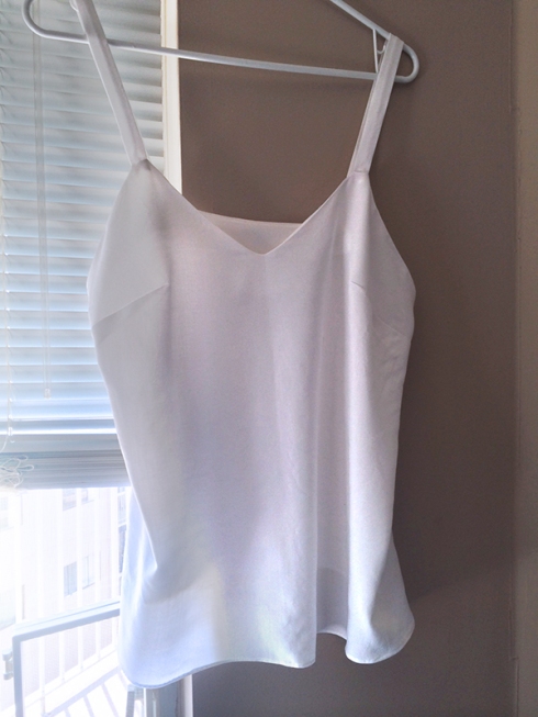 self-drafted cami in white acetate